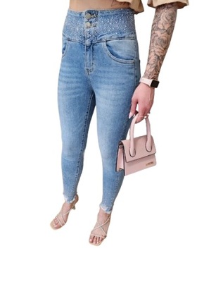 Diamenciki Cyrkonie JASNE jeansowe M.SARA jeansy spodnie XL