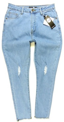 BOOHOO spodnie damskie jeansy rurki SKINNY wysoki stan NEW 40