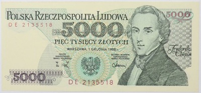Banknot 5000 zł 1988 rok - Seria DE