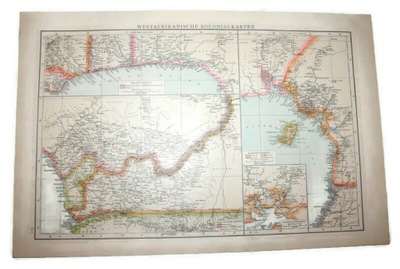 MAPA AFRYKA KOLONIE ZACHODNIE Leipzig 1893