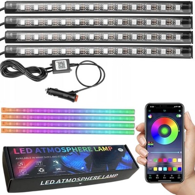 ILUMINACIÓN DIODO LUMINOSO LED INTERIOR COCHE CORREAS RGB AUTO CABINAS 12V APP 4W1 JUEGO  