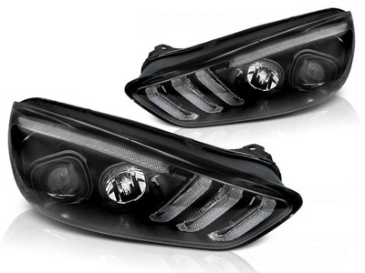 ФОНАРИ FORD FOCUS III MK3 15-18 BLACK ХОДОВЫЕ ОГНИ ДХО LED (СВЕТОДИОД ) DTS