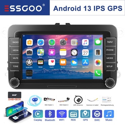 RADIO DE AUTOMÓVIL CON DAB ANDROID CARPLAY 32GB GPS PARA VW T5 BORA PASSAT POLO  