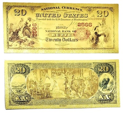 20 Dolarów 1875 Pozłacany Banknot Kolekcjonerski