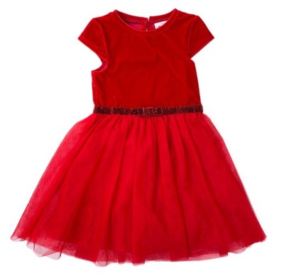 Sukienka Czerwona KappAhl 110 cm 5 lat Welurowa Tiul