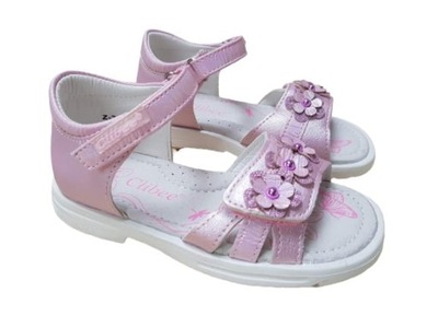 Sandałki dla dziewczynki różowe z kwiatkami 31