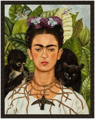 Naszywka Autoportret z cierniowym naszyjnikiem i kolibrem Frida Kahlo