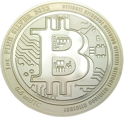 Srebrna moneta Bitcoin, 1 oz, 2022