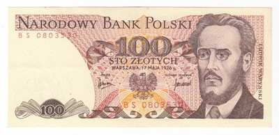 Banknot 100 zł 1976, seria BS