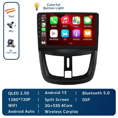 NAVEGACIÓN GPS PARA PEUGEOT 207 2006-2015 RADIO DE AUTOMÓVIL BEZPRZEWODOWE CARPLAY DSP RDS  