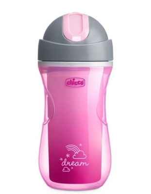 Chicco kubek treningowy niekapek termiczny ze słomką różowy 14m+ 266 ml