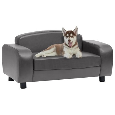 Sofa dla psa, szara, 80x50x40 cm, sztuczna skóra