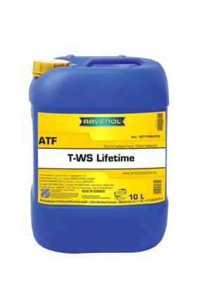 МАСЛО RAVENOL ATF T-WS LIFETIME 10L CHRYSLER/VW/TOYOTA 1211106-010-01-999