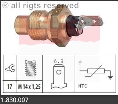 1.830.007 -FACET- ДАТЧИК ТЕМПЕРАТУРЫ ВОДЫ PEUGEOT
