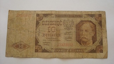 Banknot 10 złotych 1948 seria J stan 5
