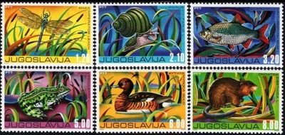 Jugosławia 1976 Znaczki 1640-5 ** zwierzęta ptaki owady ryby