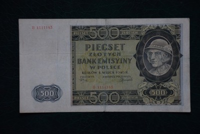 Banknot Polska 500 Złotych 1940 rok !!!