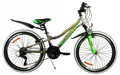 Rower dziecięcy MTB 24" GÓRSKI Junior Aluminium Grafitowo-Zielony