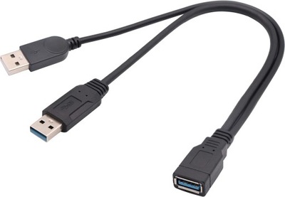 Kabel rozdzielający USB A 3.0 Y, USB 3.0 A żeński na podwójny USB 3.0 A męs