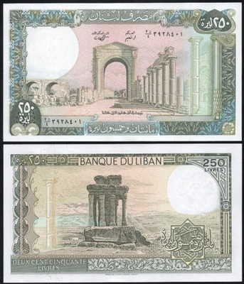 $ Liban 250 LIVRES P-67e UNC 1988