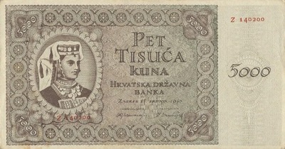 Chorwacja - 5000 Kuna - 1943 - P14a