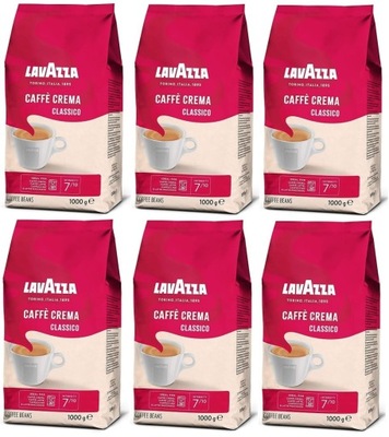 6x Kawa Ziarnista Lavazza Caffe Crema Classico 1kg