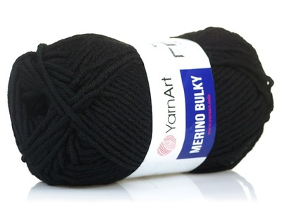 WŁÓCZKA YARNART MERINO BULKY NR 585 CZARNA