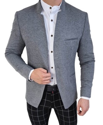 Szara marynarka meska ze stojka slim fit 1774 - 56