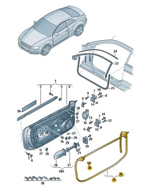Прокладка двері зовнішня ліва audi a5 b8 фото №1