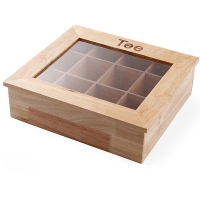 Ekspozytor pudełko na herbatę drewniane 30x28cm -