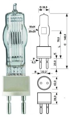 Żarówka halogenowa CP/75 6994Y 2000W 230V G22 Phil