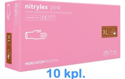 Rękawice Nitrylowe 100 sztuk / Różowe / Nitrylex Pink - 10 szt. (XL 9-10) M