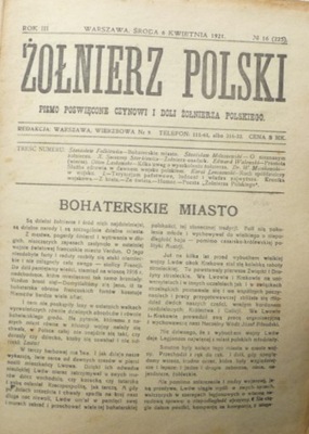 ŻOŁNIERZ POLSKI 6 kwietnia 1921 Nr 16(225)