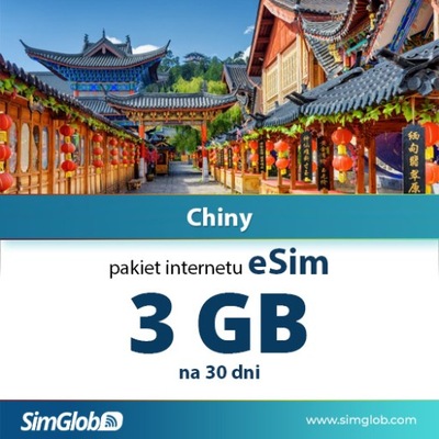 Internet eSIM Chiny 3GB na 30 dni