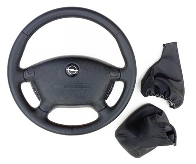 OPEL VECTRA B OMEGA B SPORT STEERING WHEEL LEATHER LEATHER + COVERS AFTER OBSZYCIU  