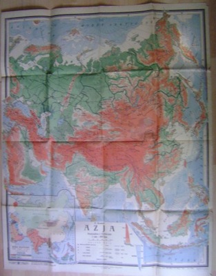 MAPA -AZJA -ROMER -wyd. 1948 -duży format -Książnica Atlas
