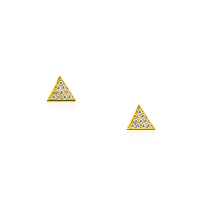 Kolczyki trójkąty z cyrkoniami srebrne pozłacane