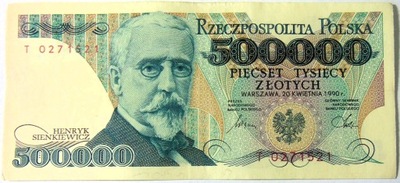 1990 500000 zł złotych Sienkiewicz seria T