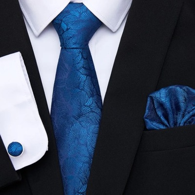 Niebieska w kwiaty krawat bardzo dugi rozmiar Cre