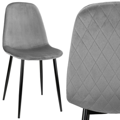 Krzesło nowoczesne szare welurowe tapicerowane dsw