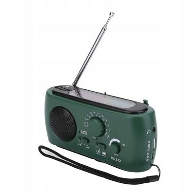 PRZENOŚNE SOLARNE RADIO AM/FM Z KORBĄ USB LATARK