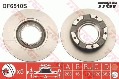 2X DISCO DE FRENADO TORD PARTE TRASERA TRANSIT 14-/CUSTOM 12- DF6510S  