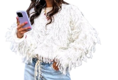 Sweter włochaty biały