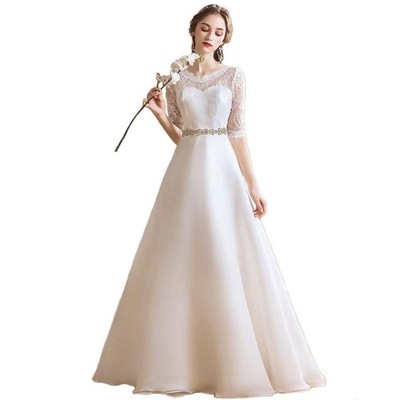 Suknia ślubna #27 wiązana ivory zdobiony pas rękaw rozmiar 40 L