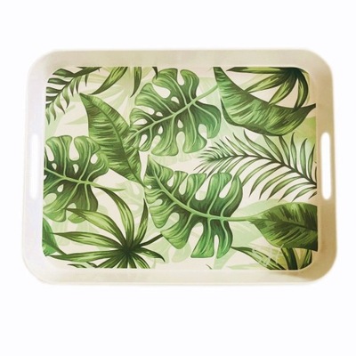 DUŻA DEKORACYJNA TACA Z BAMBUSA 41x31cm MONSTERA