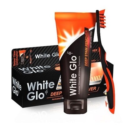 White Glo Charcoal Pasta Wybielająca + Szczoteczka