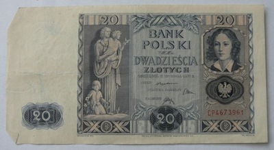 Banknot 20 zł 1936 r. Ser. CP