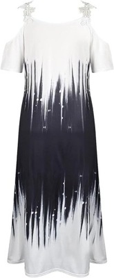 Sukienka maxi z nadrukiem print ramiączka haft XXL 44