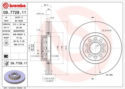 BREMBO 09.7728.11 DISKU STABDŽIŲ 