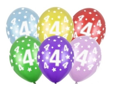 Balony z nadrukiem 4 Cztery Czwarte Urodziny